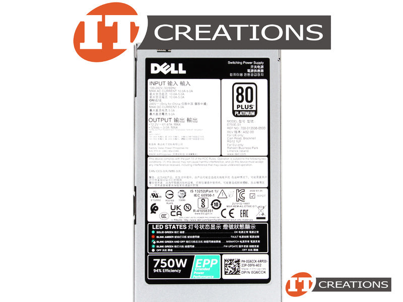 Dell PWR SPLY,750,MM,ART,13G,V7 G6CCK-RFB – Reacondicionado (2)