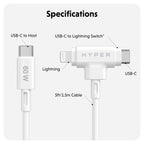 Targus HJ4010WHGL - Cable Lightning, USB-C macho a Lightning, USB-C macho