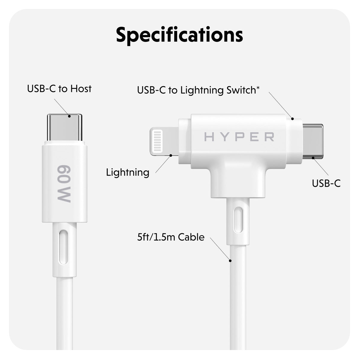Targus HJ4010WHGL - Cable Lightning, USB-C macho a Lightning, USB-C macho