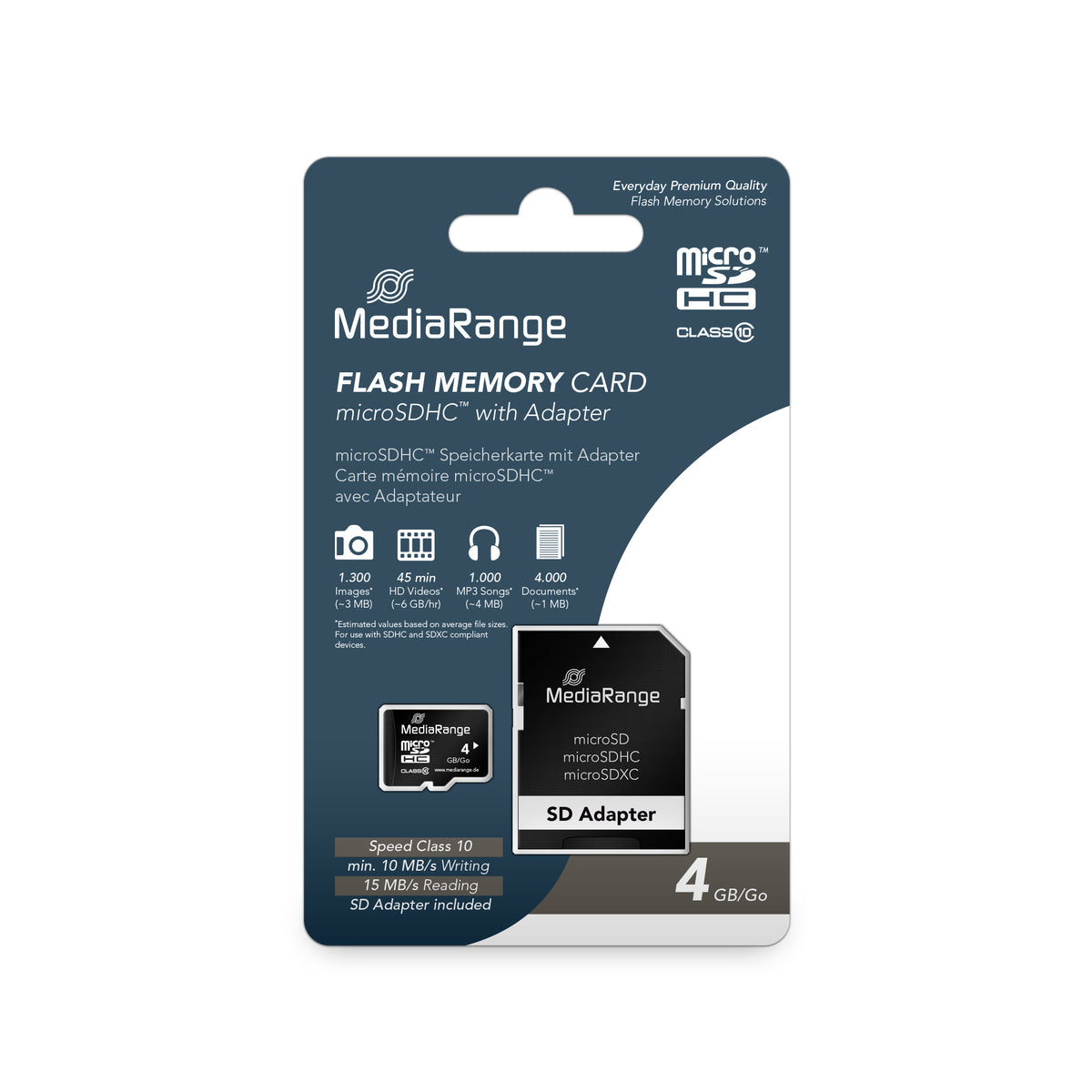 MediaRange MR956 memory card 4 GB MicroSDHC Class 10