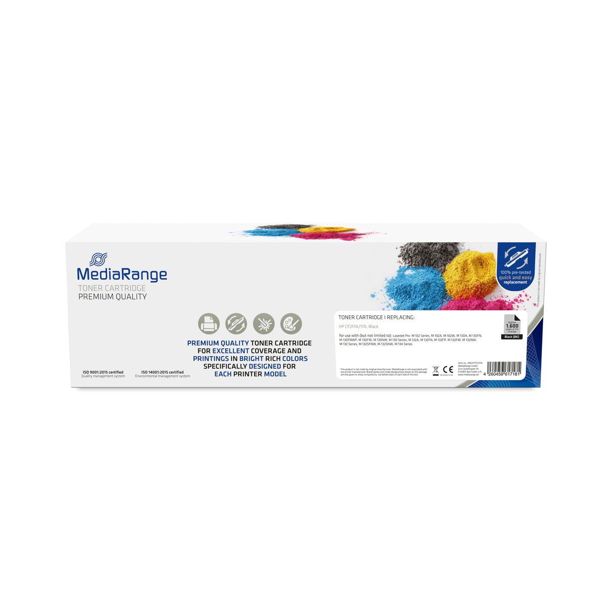 MediaRange MRHPTCF217A cartucho de tóner 1 pieza Compatible Negro