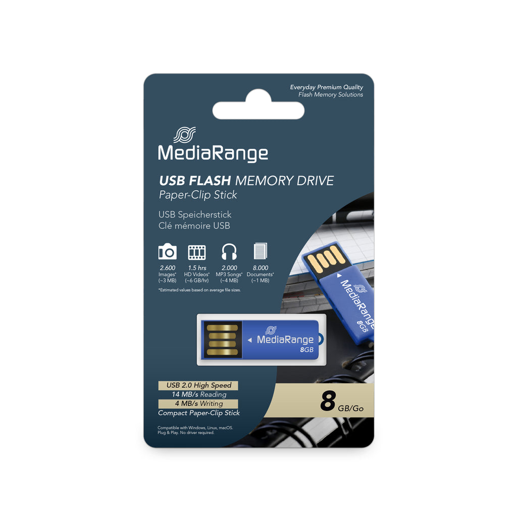 MediaRange MR975 USB flash drive 8 GB USB Type-A 2.0 Blue