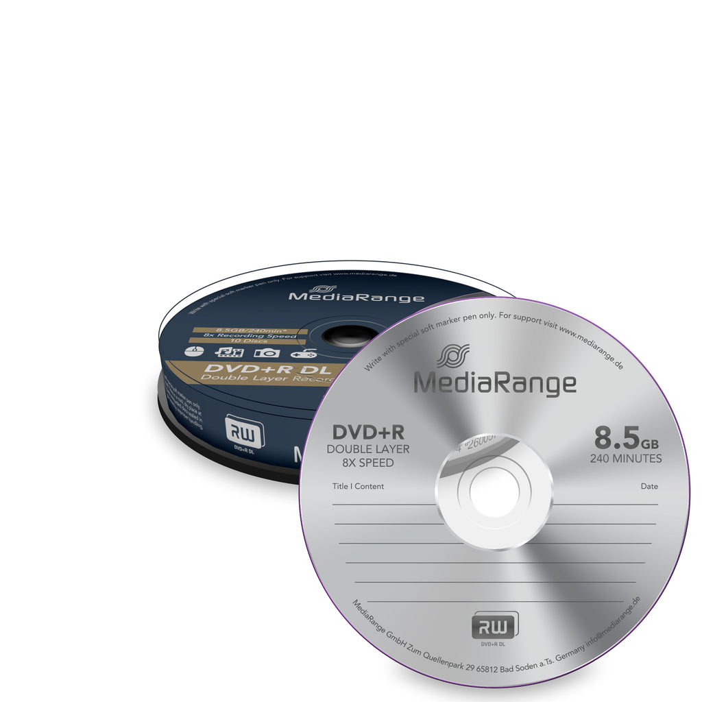 MediaRange MR466 blank DVD 8.5 GB DVD+R DL 10 pc