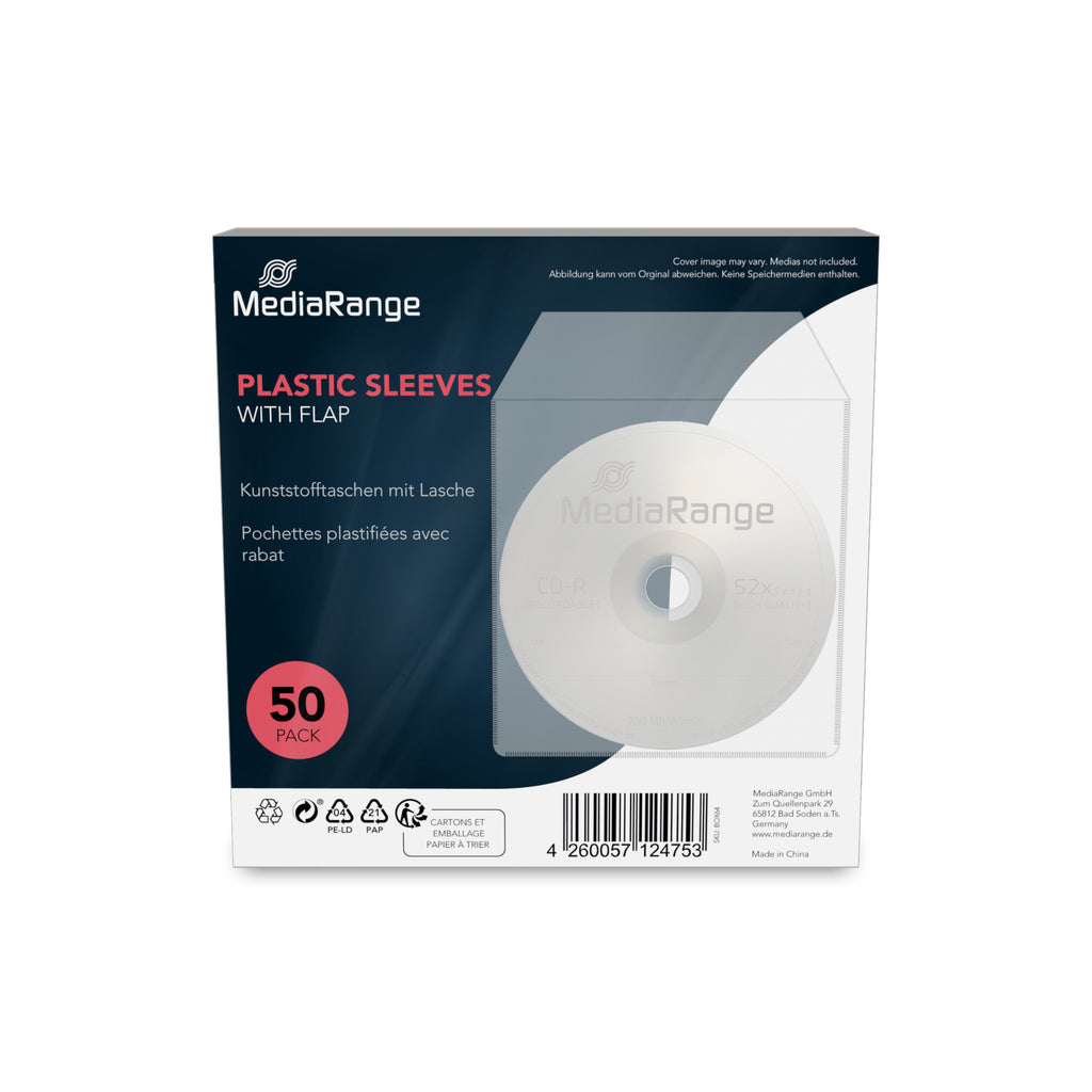 MediaRange BOX64 optical disc funda Sleeve funda 1 discs gris
