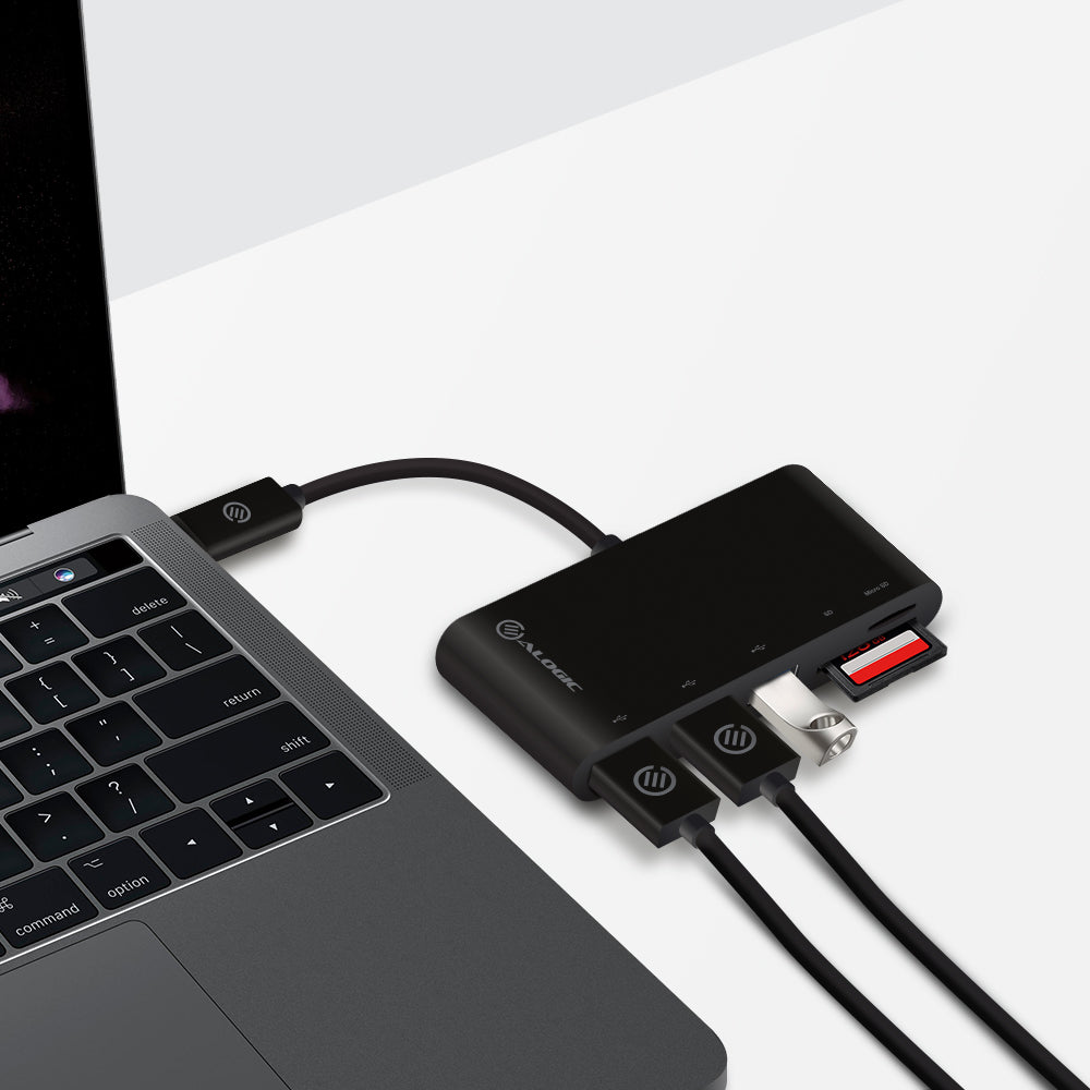 ALOGIC adaptador USB-C a lector de tarjetas múltiple y hub USB de 3 puertos