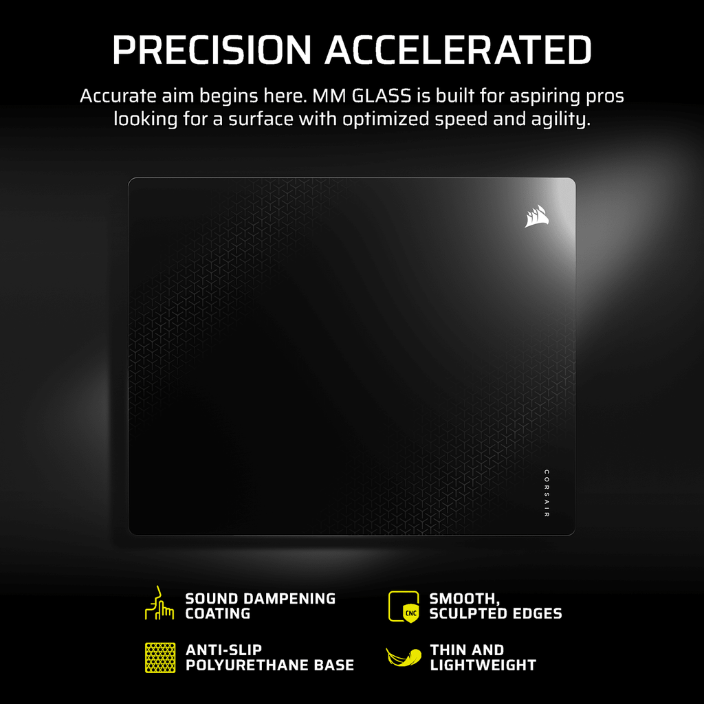 Corsair MM Glass Grande alfombrilla de ratón Gaming Negro