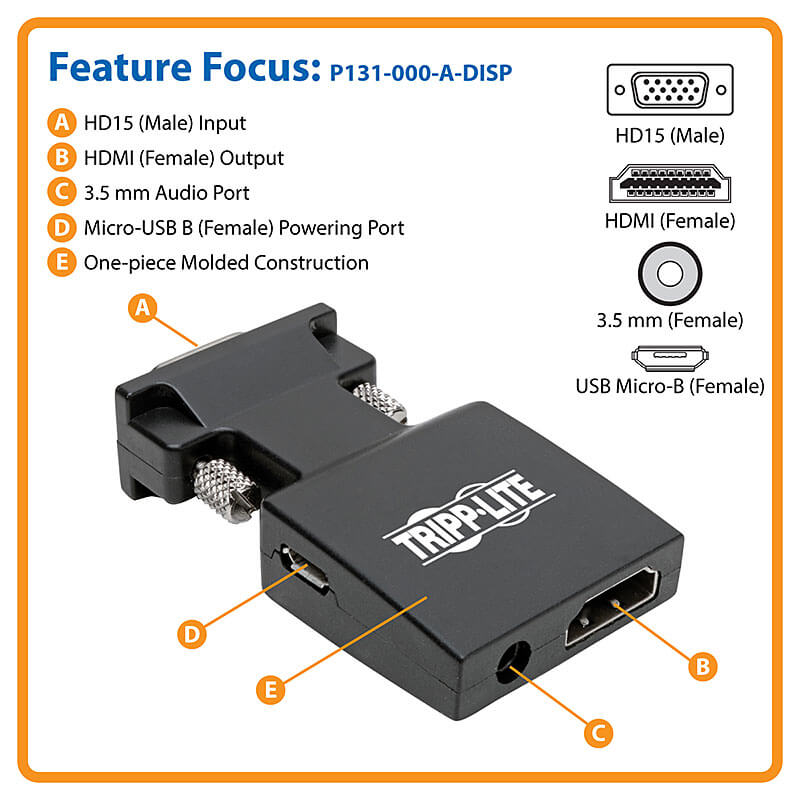 Eaton adaptador compacto HDMI a VGA P131-000-A (4)