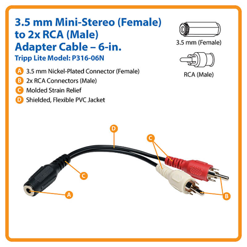 Eaton 3.5 Mm Mini Stereo To Rca P316-06N (3)