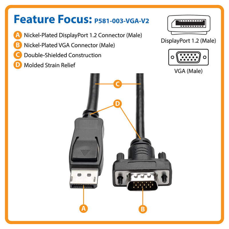 Eaton Displayport 1,2 To Vga Active P581-003-VGA-V2