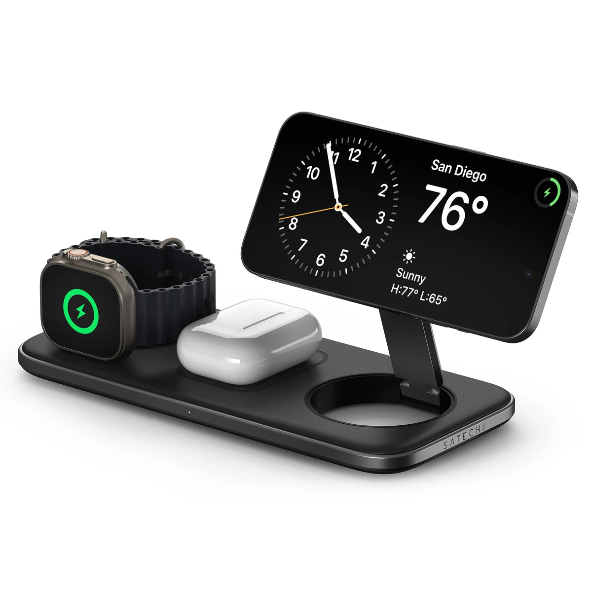 Satechi Qi2 Trio Smartwatch, Auriculares, Smartphone Gris USB Carga inalámbrica